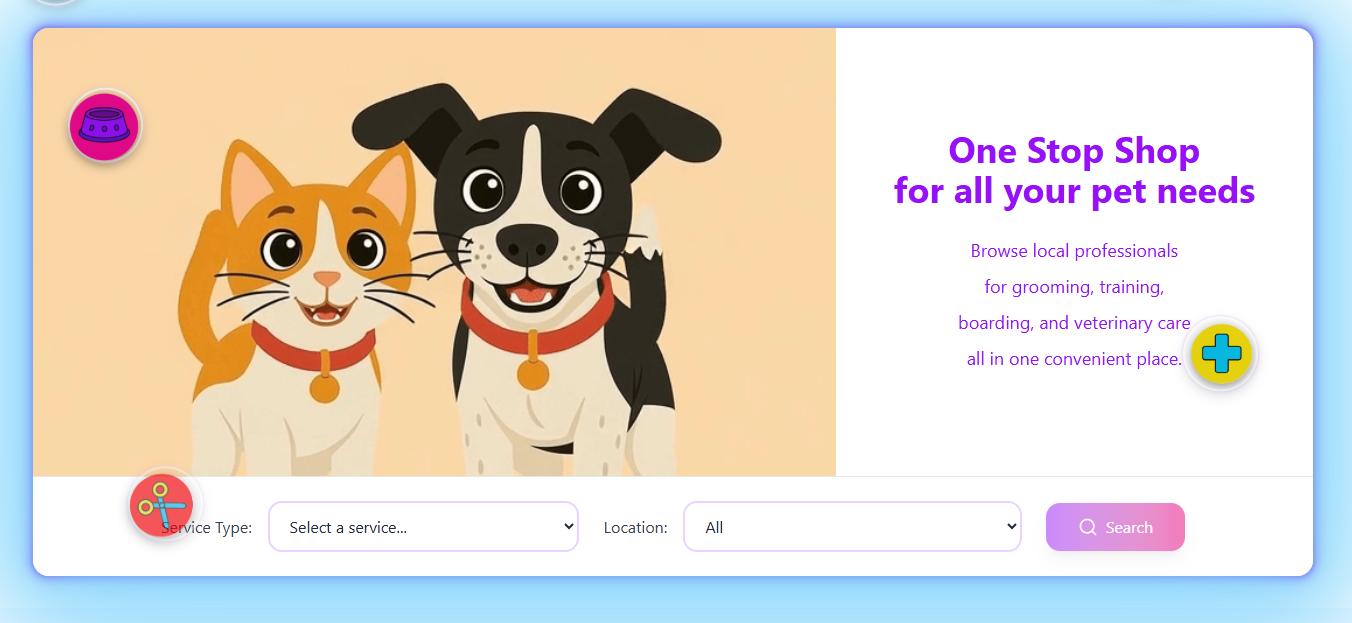 Original AI-generated hero with cartoon dog and cat