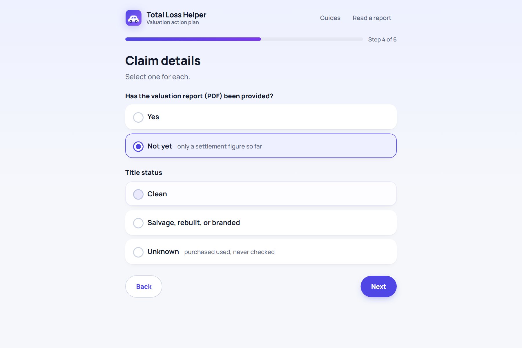 Claim details step